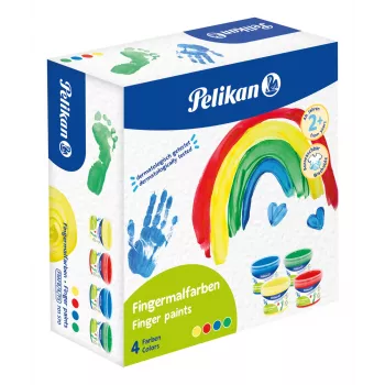 Vopsea de degete Pelikan culori de bază, set de 4 pe bază de apă, testată dermatologic, ușor de curățat - 1 bucată (701570)