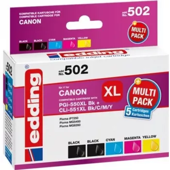 Cartușe de cerneală compatibile Edding EDD-502 E multi-pack pentru Canon PGI-550PGBK XL, CLI-551 C/M/Y XL (negru, cyan, magenta, galben)