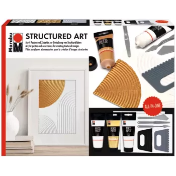 Marabu STRUCTURED ART Acrylic Structure Paste Set, 3 x 100 ml, White, Water-Based, Creamy-Pasty, Matte Finish 1202000000088