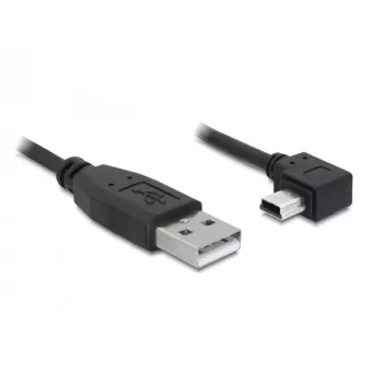 Cablu Delock USB 2.0 USB-A tată la Mini USB-B 5 pini tată cotit, 1m, negru 82681