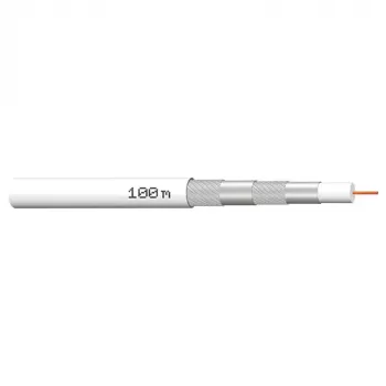 Cablu coaxial Megasat 100 m, cu ecranare pe patru straturi, 120 dB, 75 Ohm, pregătit pentru conector F 100066