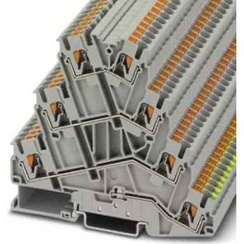 Bloc de borne pentru motor Phoenix Contact PT 2,5-PE/3L, Push-in, 3 niveluri, PE, 2,5 mm², gri, 3210542