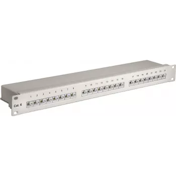 Patch panel Wentronic Goobay CAT 6 24 de porturi STP, 19 inch 1U, gri 94036