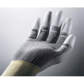 Mănuși de protecție pentru lucru Uvex Unipur Carbon din nailon tricotat, mărimea 10, gri/negru, palmă acoperită cu PU, antistatice 6055610