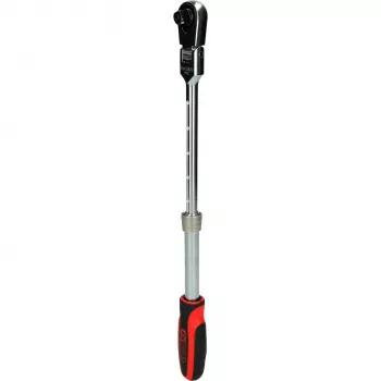 Clichet telescopic KS Tools 3/8 inch SlimPOWER cu cap articulat, 72 de dinți, eliberare rapidă, 280-430 mm 914.3820