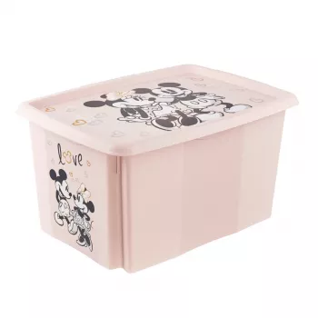 Cutie de depozitare keeeper Karolina Minnie, 45 litri, stivuită și imbricată cu capac, polipropilenă, Nordic Pink, 1 bucată 1223958124700