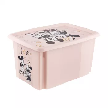 Cutie de depozitare keeeper Karolina Minnie, 45 litri, stivuită și imbricată cu capac, polipropilenă, Nordic Pink, 1 bucată 1223958124700