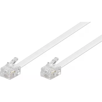 Cablu modular de conectare Goobay RJ11/RJ14 (6P4C) tată la tată, 3 m, alb (93067)
