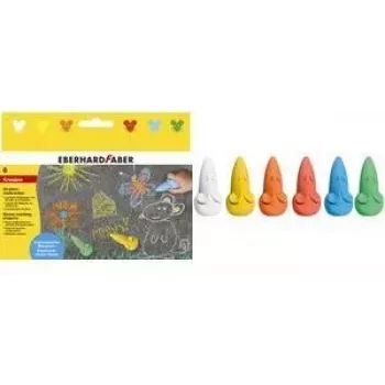 Cretă de stradă FABER-CASTELL EBERHARD FABER Mouse, cutie de carton cu 6 bucăți, formă ergonomică de șoarece, culori aprinse, solubilă în apă - 1 bucată (526561)