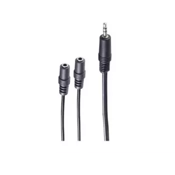 Cablu adaptor audio Y shiverpeaks BASIC-S, mufă jack 3,5mm stereo la 2x mufe jack 3,5mm stereo, 0,2m, negru BS30761