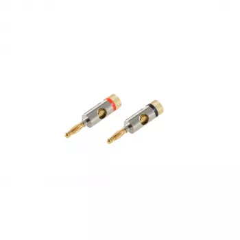 Set de ștecăre banane SHIVERPEAKS BASIC-S, 2 piese roșu/negru, metal aurit, 4 mm BS56210-SET