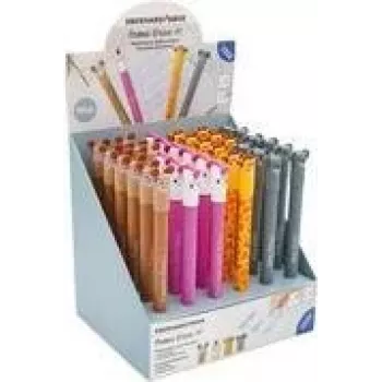 Prezentator de pixuri gel FABER-CASTELL EBERHARD FABER Animal Erase it!, 36 pixuri, cerneală albastră, 0,7 mm, șters, reîncărcabil 560109