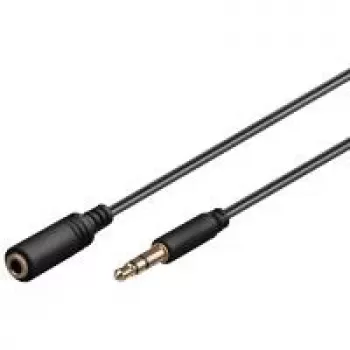 Cablu prelungitor jack 3,5mm Wentronic Goobay, negru, 1 m - jack 3,5mm tată la jack 3,5mm mamă, stereo (97113)