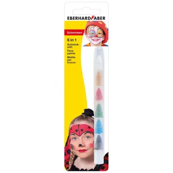 Creion de machiaj FABER-CASTELL EBERHARD FABER 6 în 1, 6 culori într-un creion, opacitate ridicată, pentru contururi fine și motive mari (579030)