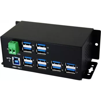 Hub industrial pentru șină DIN EXSYS EX-1112HMS 12 porturi USB 3.2 Gen 1