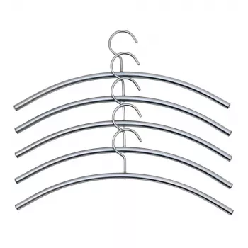 KERKMANN Steel Clothes Hanger, Aluminum Silver, 10 mm Thick, 460 mm Long, Curved, 5 Pieces (6219)