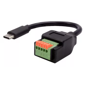 Cablu adaptor EXSYS USB-C tată la bloc de borne cu 5 pini cu buton, USB 2.0, 15 cm EX-49123