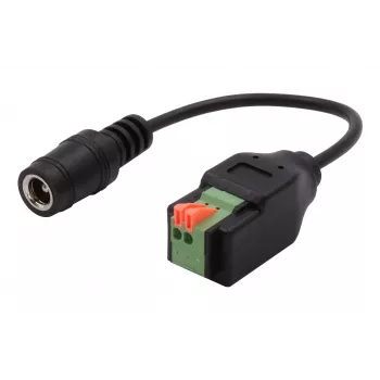 Cablu adaptor EXSYS EX-49141 mufă DC 5,5x2,1mm la bloc de borne cu 2 pini cu buton, 15cm