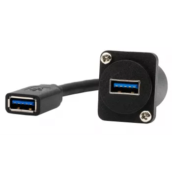 Adaptor cablu EXSYS EX-49165 tip D pentru montaj pe panou USB-A mamă la mamă, USB 3.2 Gen 1, 20 cm