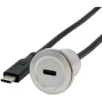 Adaptor metalic pentru montaj pe panou EXSYS EX-49183, USB-C mamă la tată, USB 3.2 Gen 1, 30 cm