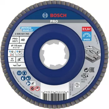 Disc de șlefuit cu lamele Bosch X-LOCK 115 mm G 60 pentru metal, înclinat, X571 Best for Metal 2608621763