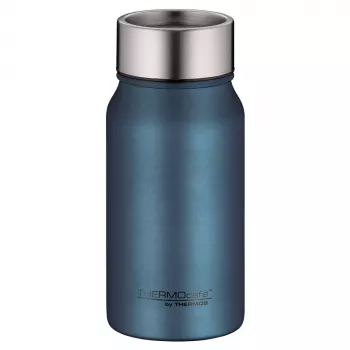 Cană termos izolată THERMOS TC, 0,35 L, oțel inoxidabil albastru mat, cu pereți dubli, etanșă 4097.342.035