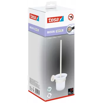Set perie de toaletă și suport tesa MOON WHITE, autocolant, metal, alb mat 40571-00000-00