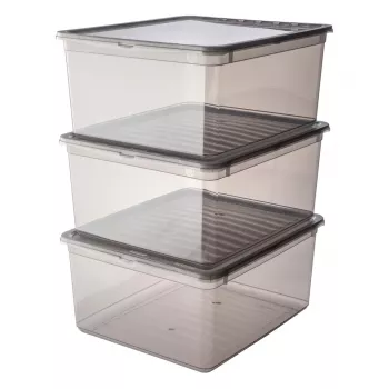 Set cutii de depozitare keeeper bea, 3x 18 L, gri cristal, capac Air-Control 3003182700000