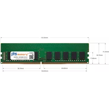 Memorie PHS-memory 16 GB DDR4 ECC UDIMM 3200MHz PC4-25600E pentru ASRock W480M WS (SP552400)