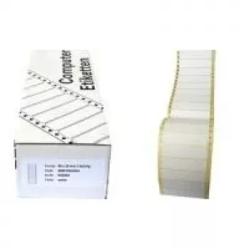 Etichete continue pentru computer Kores EE8936, 89 x 36 mm, 4000 etichete, fanfold, alb, adeziv permanent, pentru imprimante matriciale