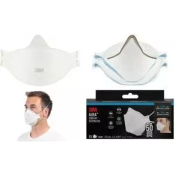 Mască de protecție respiratorie 3M Aura 9320+ FFP2 fără valvă de expirare, pliată din 3 panouri, albă, 1 pachet 9320-5