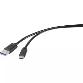 Cablu Renkforce RF-4535908 USB 3.2 Gen 1, USB-A la USB-C, 3 m, negru