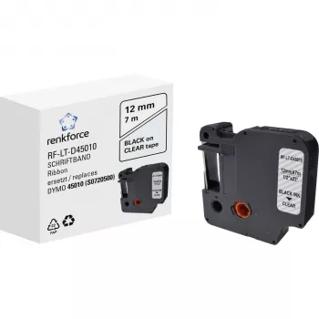 Bandă de etichetat RENKFORCE RF-LT-D45010 compatibilă DYMO D1 12mm transparentă negru pe 7m RF-6027820