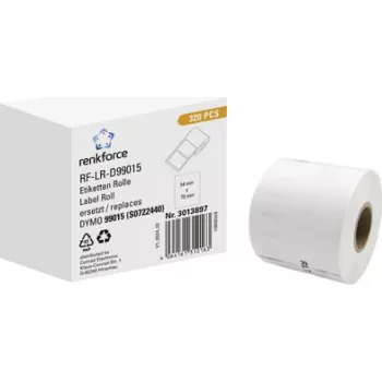 Rolă de etichete din hârtie Renkforce RF-6027794 compatibilă DYMO 99015, 70 x 54 mm, albă, adeziv permanent, 320 etichete