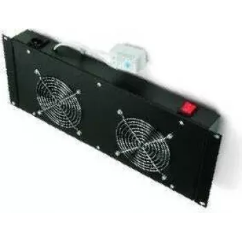 Unitate de ventilatoare rack TRITON RAB-CH-X21-S 19 inch 4U cu 2 ventilatoare silențioase, flux de aer orizontal, termostat, neagră