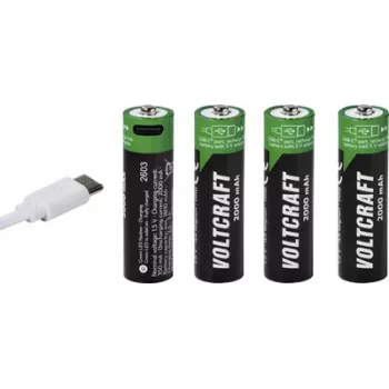 Acumulator Li-Ion VOLTCRAFT AA 2000 mAh 1,5 V, pachet de 4, cu încărcare USB-C (VC-17275570)