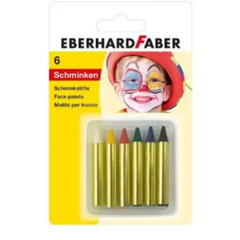 Creioane de machiaj FABER-CASTELL EBERHARD FABER, scurte, 6 culori, intensitate ridicată, testate dermatologic, 1 set (579106)