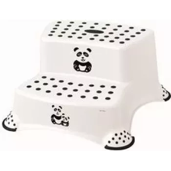 Scăunel cu 2 trepte keeeper kids Igor Panda, alb cu imprimeu Panda, capacitate 120 kg, picioare antiderapante 1003110024100
