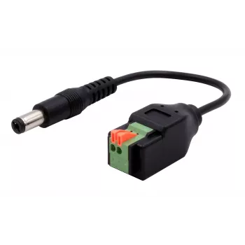 Cablu adaptor EXSYS EX-49140 mufă DC 5,5x2,1mm la bloc de borne 2 pini, 15 cm, buton push