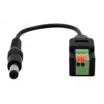 Cablu adaptor EXSYS EX-49140 mufă DC 5,5x2,1mm la bloc de borne 2 pini, 15 cm, buton push