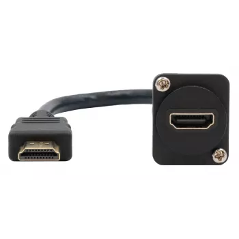 Cablu adaptor EXSYS EX-49162 HDMI tip A mamă la tată, 20 cm, 4K, High Speed cu Ethernet, negru