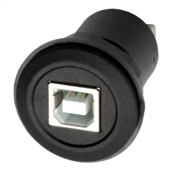 Adaptor EXSYS EX-49213 de montaj în panou USB-B mamă la USB-A mamă, USB 2.0, ramă metalică
