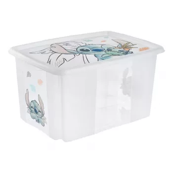 Cutie de depozitare keeeper karolina Stitch, 45 litri, cutie suprapozabilă/imbricabilă cu capac, PP transparent, 1 bucată 1223900131900