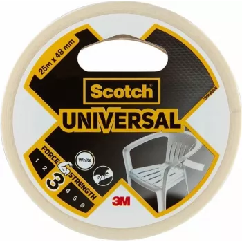 Bandă adezivă universală 3M Scotch 2000 albă 48 mm x 25 m, 6 role - bandă din folie PE multifuncțională pentru legare, fixare, reparare și etanșare 7100205295