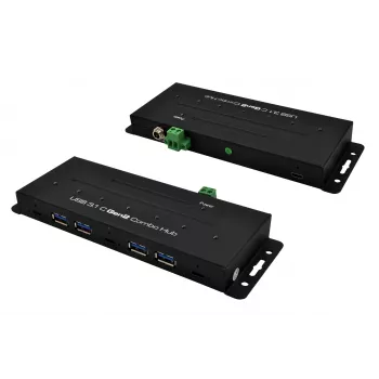 Hub industrial EXSYS EX-1247HMVS USB 3.2 Gen 2 cu 7 porturi, cu montare pe șină DIN