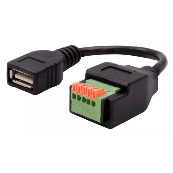 Cablu adaptor EXSYS EX-49128 USB-A mamă la bloc de borne cu șurub 5 pini cu buton, USB 2.0, 15 cm
