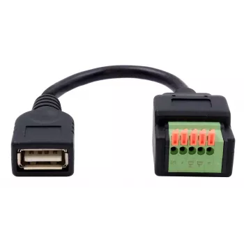 Cablu adaptor EXSYS EX-49128 USB-A mamă la bloc de borne cu șurub 5 pini cu buton, USB 2.0, 15 cm