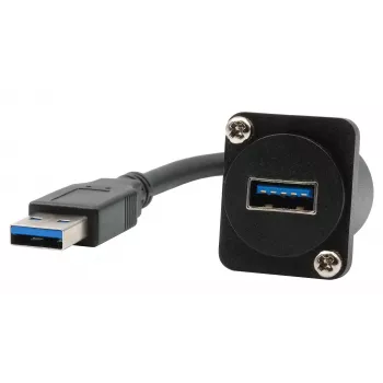 Cablu adaptor de montare EXSYS EX-49164 USB 3.2 Gen 1 D-Type, USB-A tată la mamă, 20 cm, negru