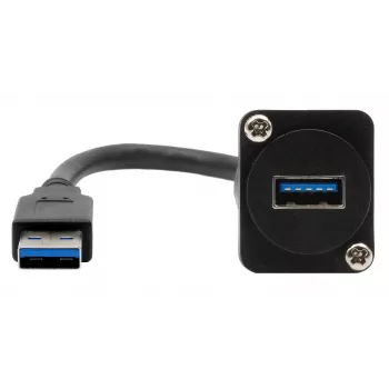 Cablu adaptor de montare EXSYS EX-49164 USB 3.2 Gen 1 D-Type, USB-A tată la mamă, 20 cm, negru
