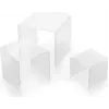 Set suporturi de prezentare pătrate DEFLECTO, acril transparent, 3 piese, margini lustruite, suprapuse, cristal clar (DB-S3-6)